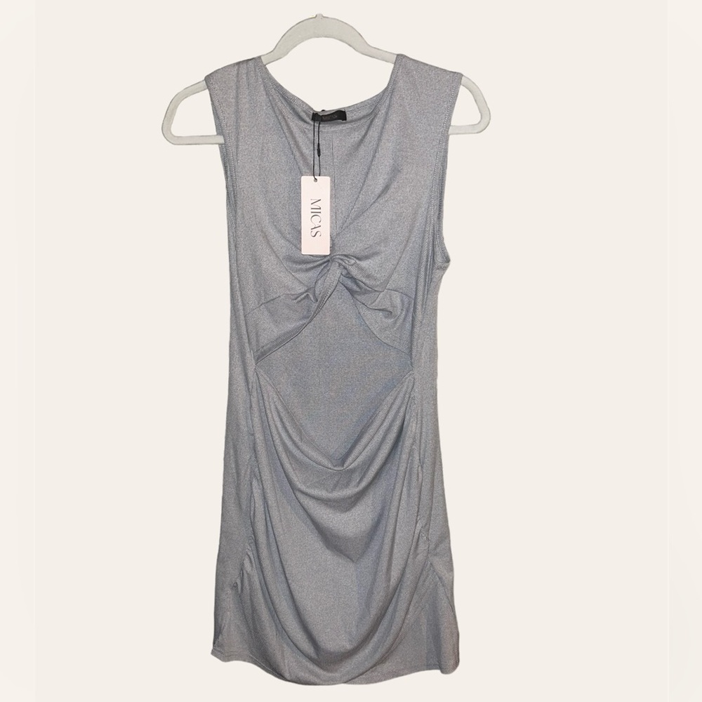 Micas Twisted Cut Out Ruched Sleeveless Mini Dress